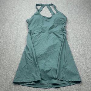Halara Backless Twisted Active Dress With Shorts Womens Large Teal Green Halter